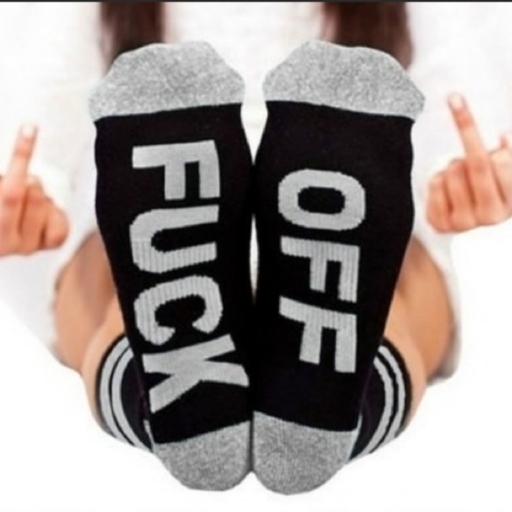 Perfect 2020 F Off socks! Grey & Black
